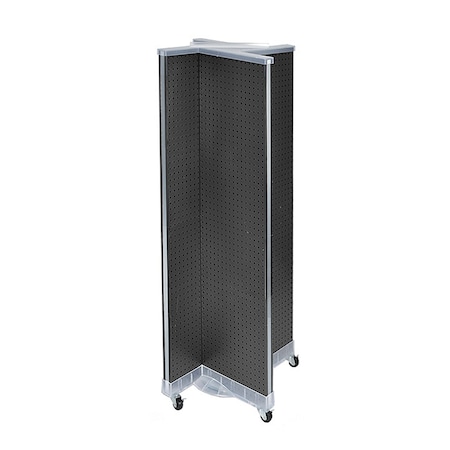 Azar Displays Pinwheel Pegboard Floor Display on Wheeled Base. Panel Size: 16''W x 60''H 700421-BLK